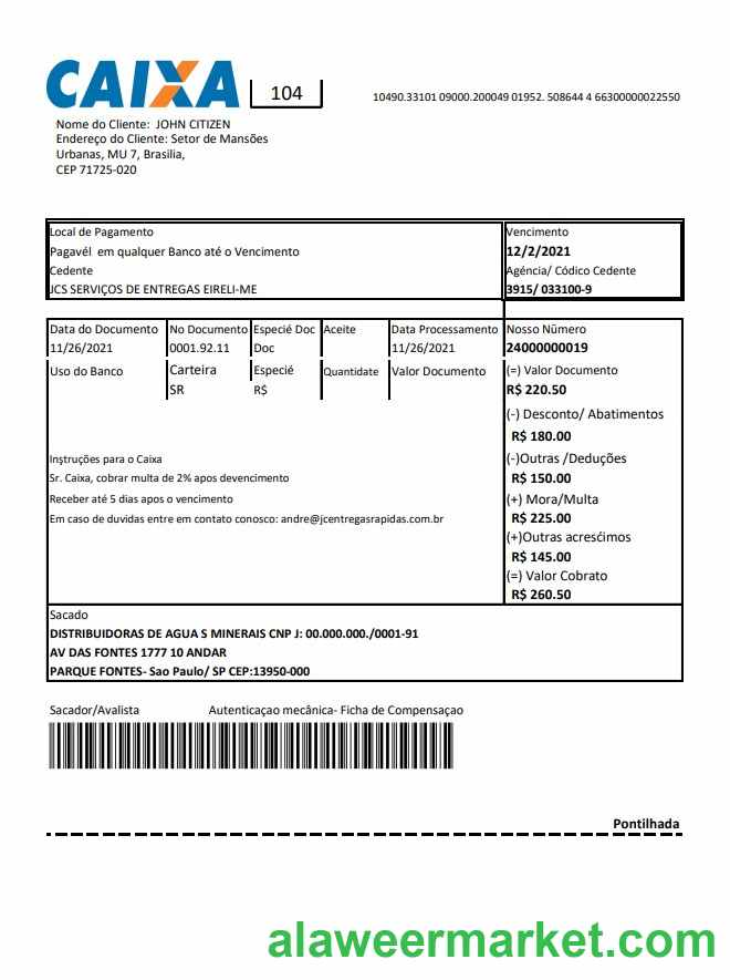 Brazil Caixa bank statement easy to fill template in Excel and PDF format